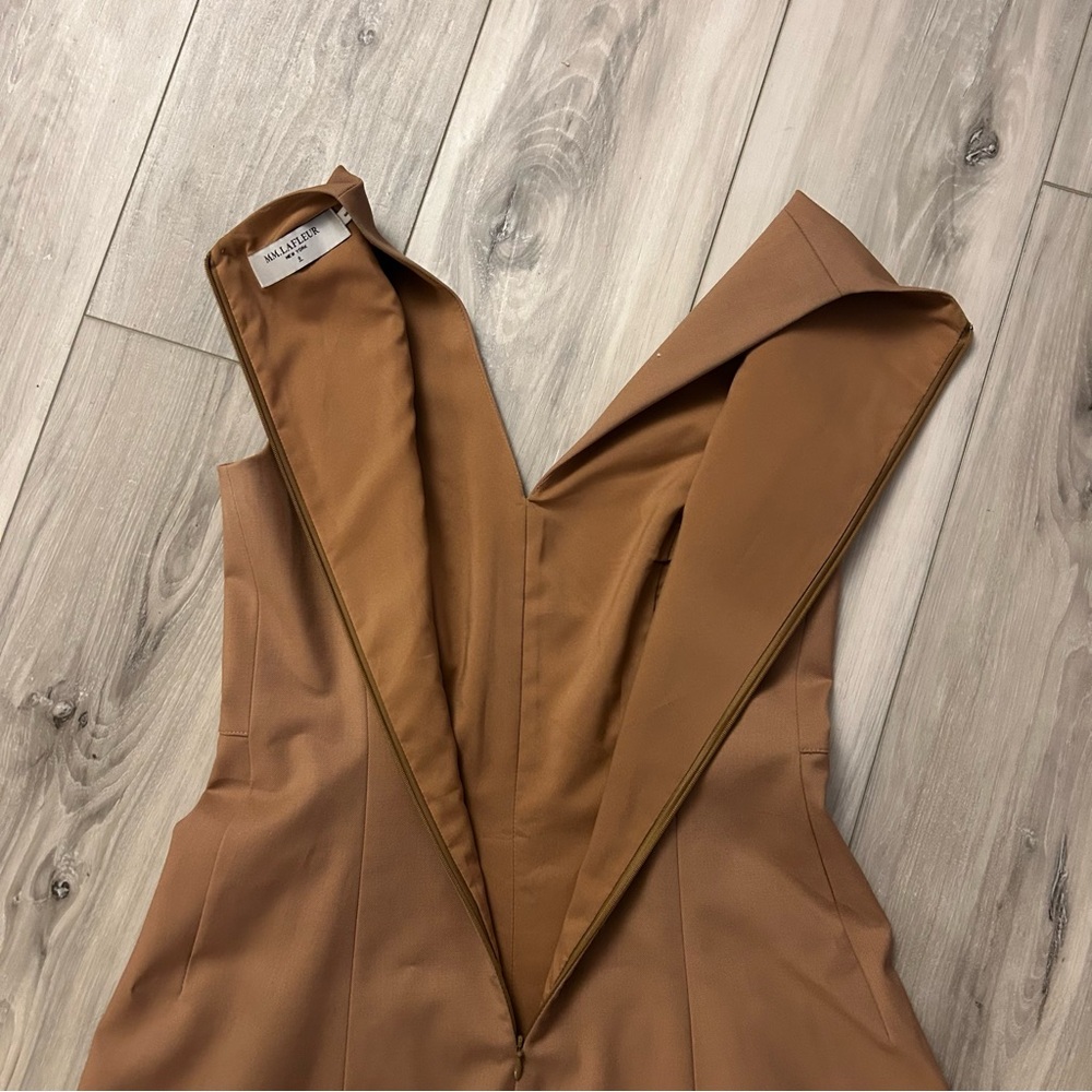 MM Lafleur Women’s Fit & Flare Dress Camel Brown Size 0 Pockets Lined Career - Picture 9 of 11